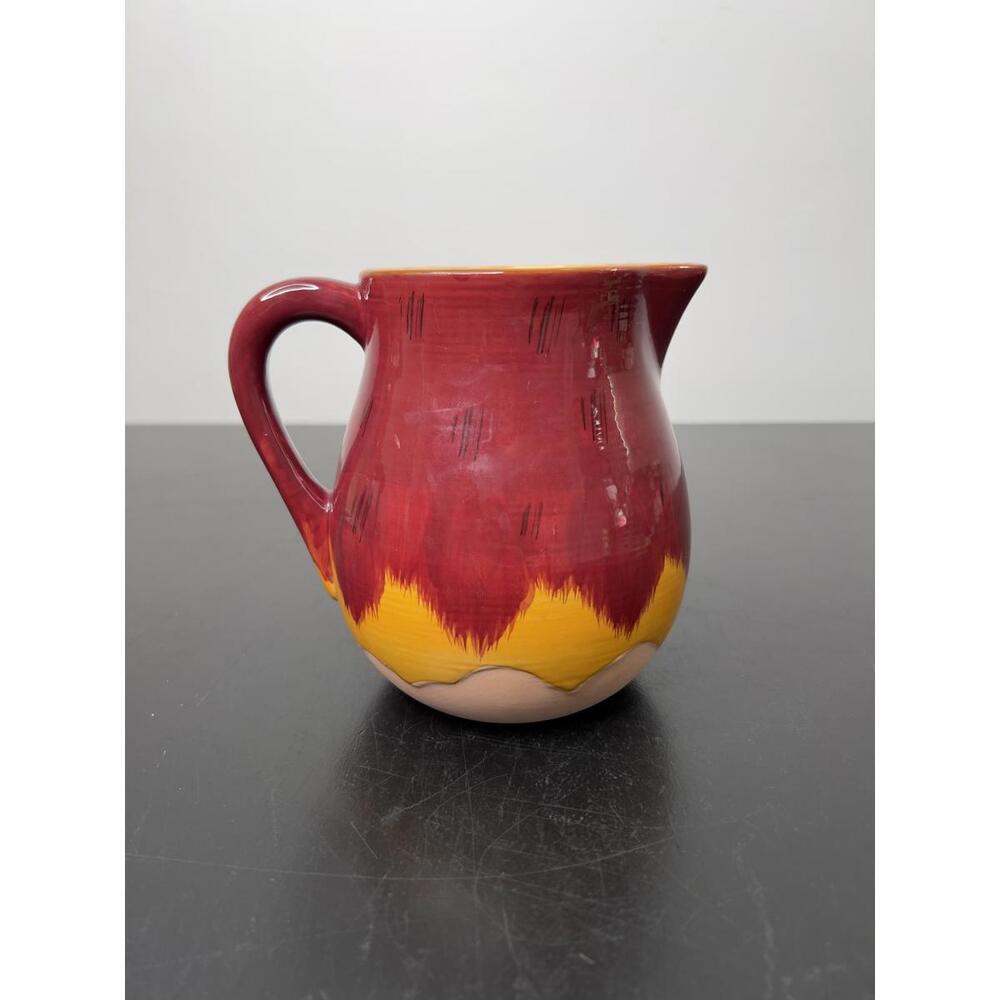 Vintage Teleflora Art Pottery Vase/Pitcher‎ Maroon, Yellow, Mauve, Farmhouse